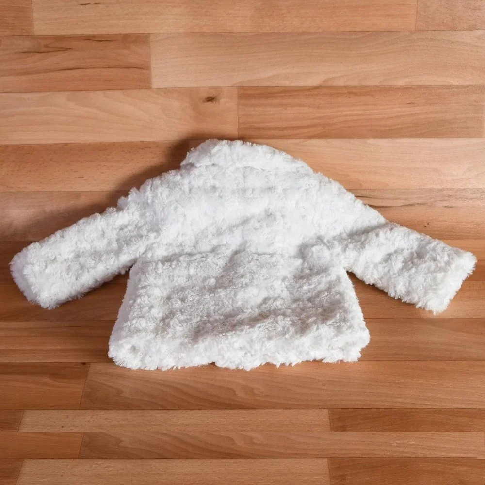 (Set) Absorba Paris 6-9 month girls white faux fur jacket and hat - Picture 6 of 8